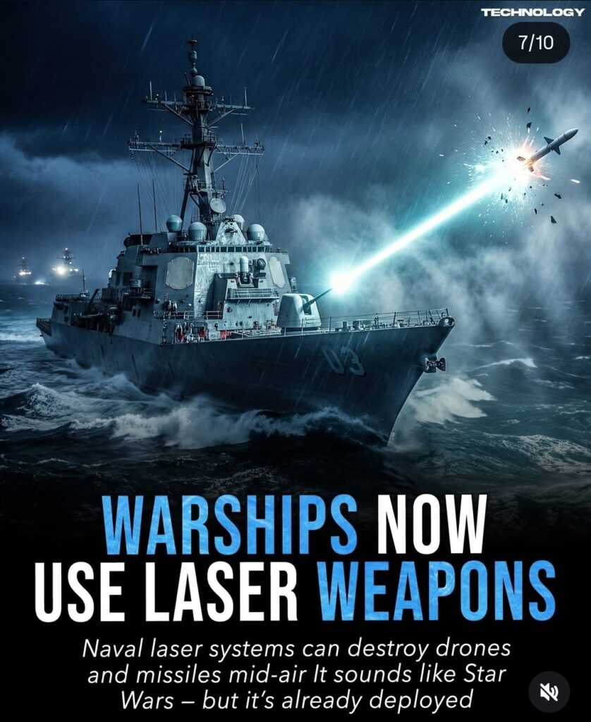 Warships now use laser weapons