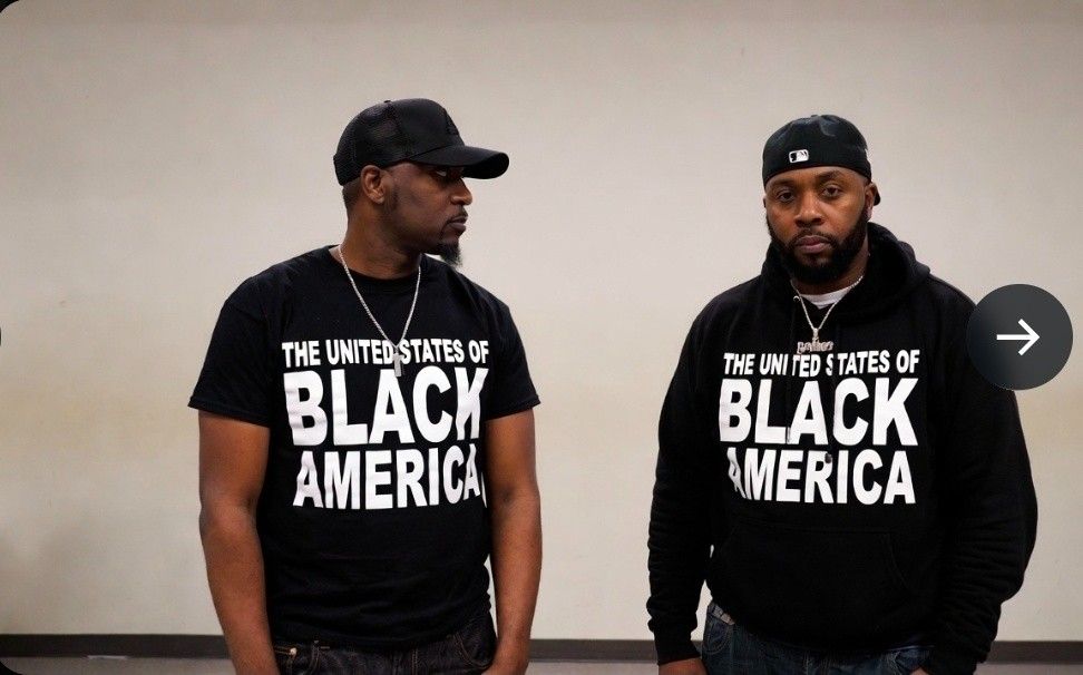 United States of Black America t-shirt in black with white slogan, symbolizing FBA heritage, Black America First, and sovereign Black identity

