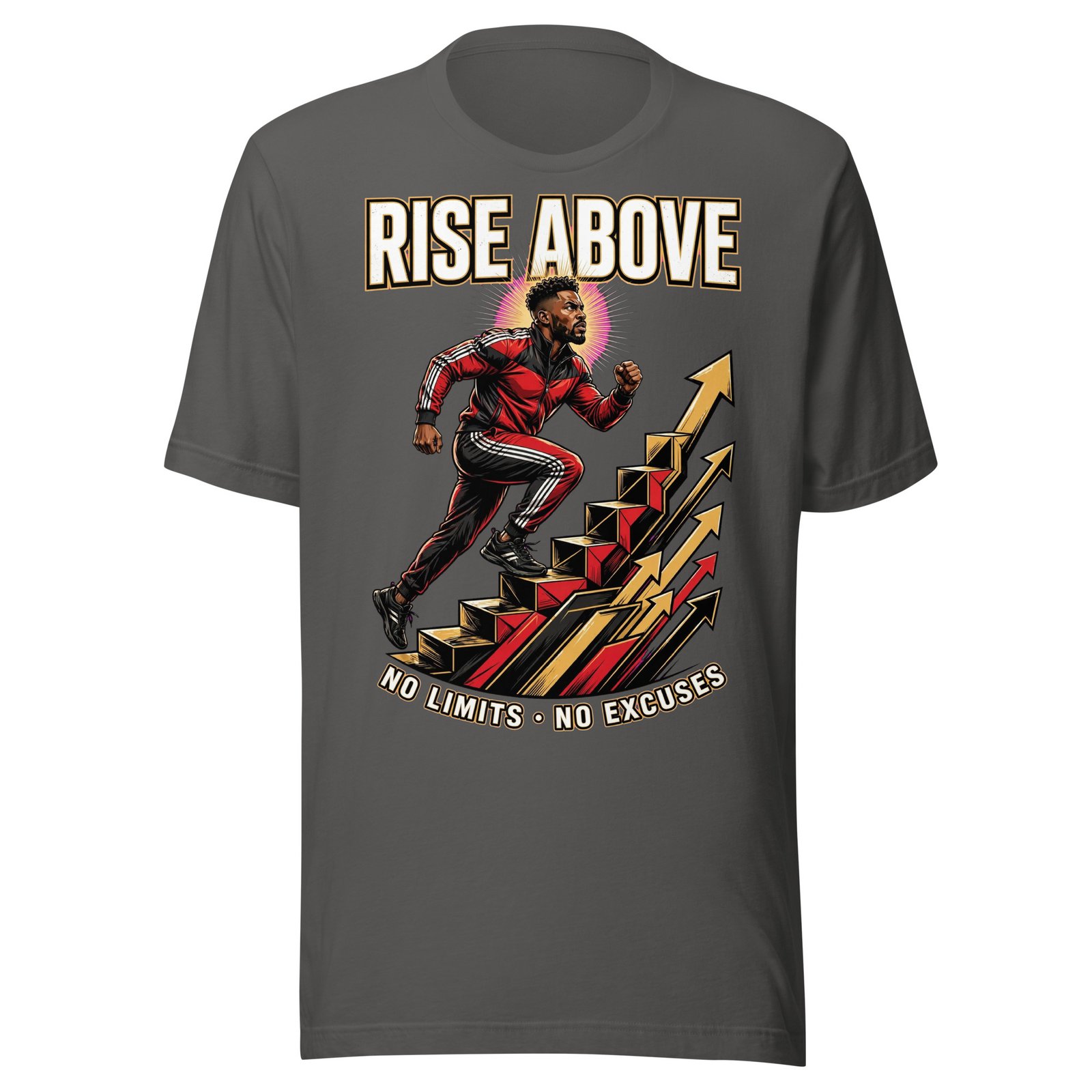 Rise Above No Limits No Excuses Motivational Black Men T-Shirt - Image 6