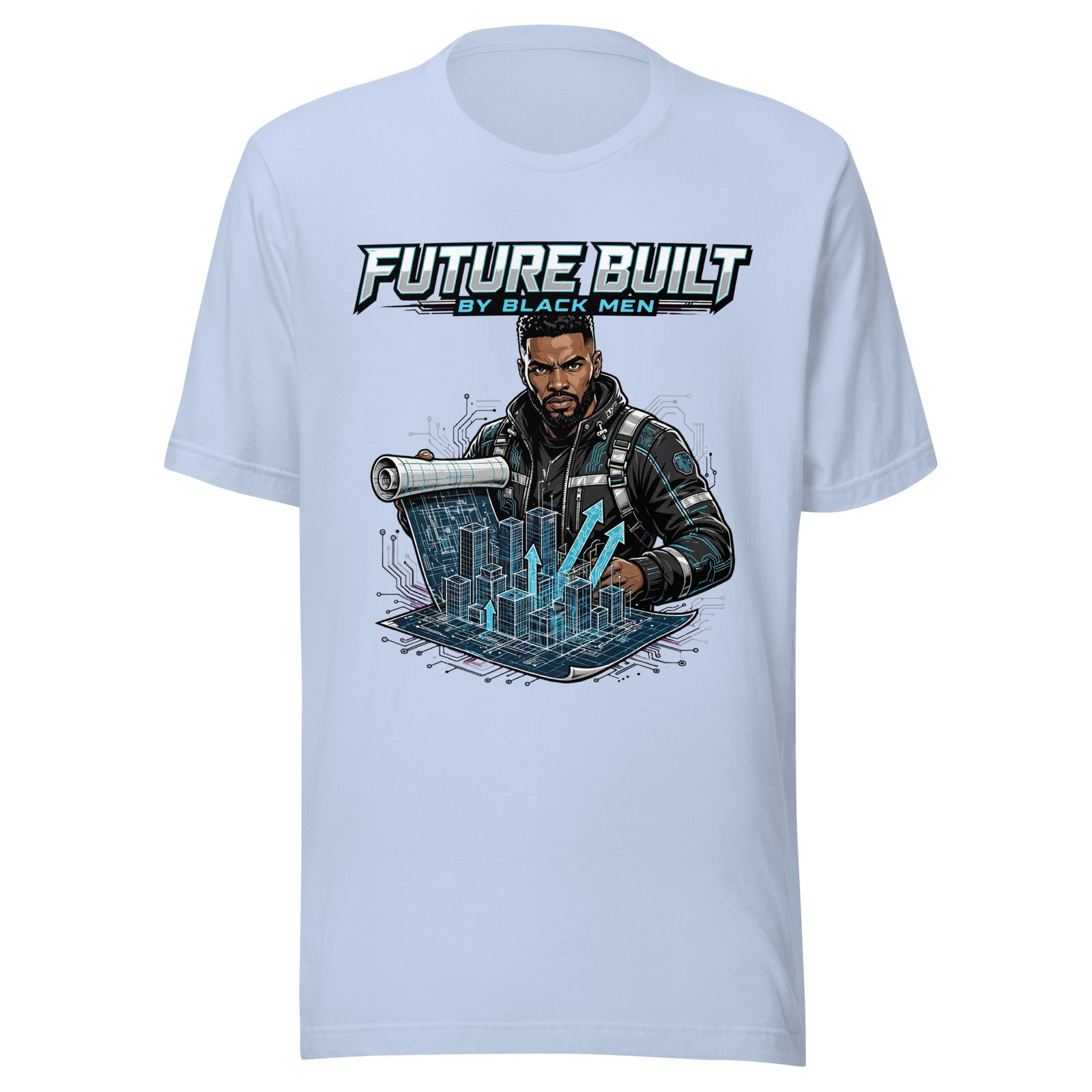 Future Built By Black Men Techwear Graphic T-Shirt | Black Futurism Tee - Image 6