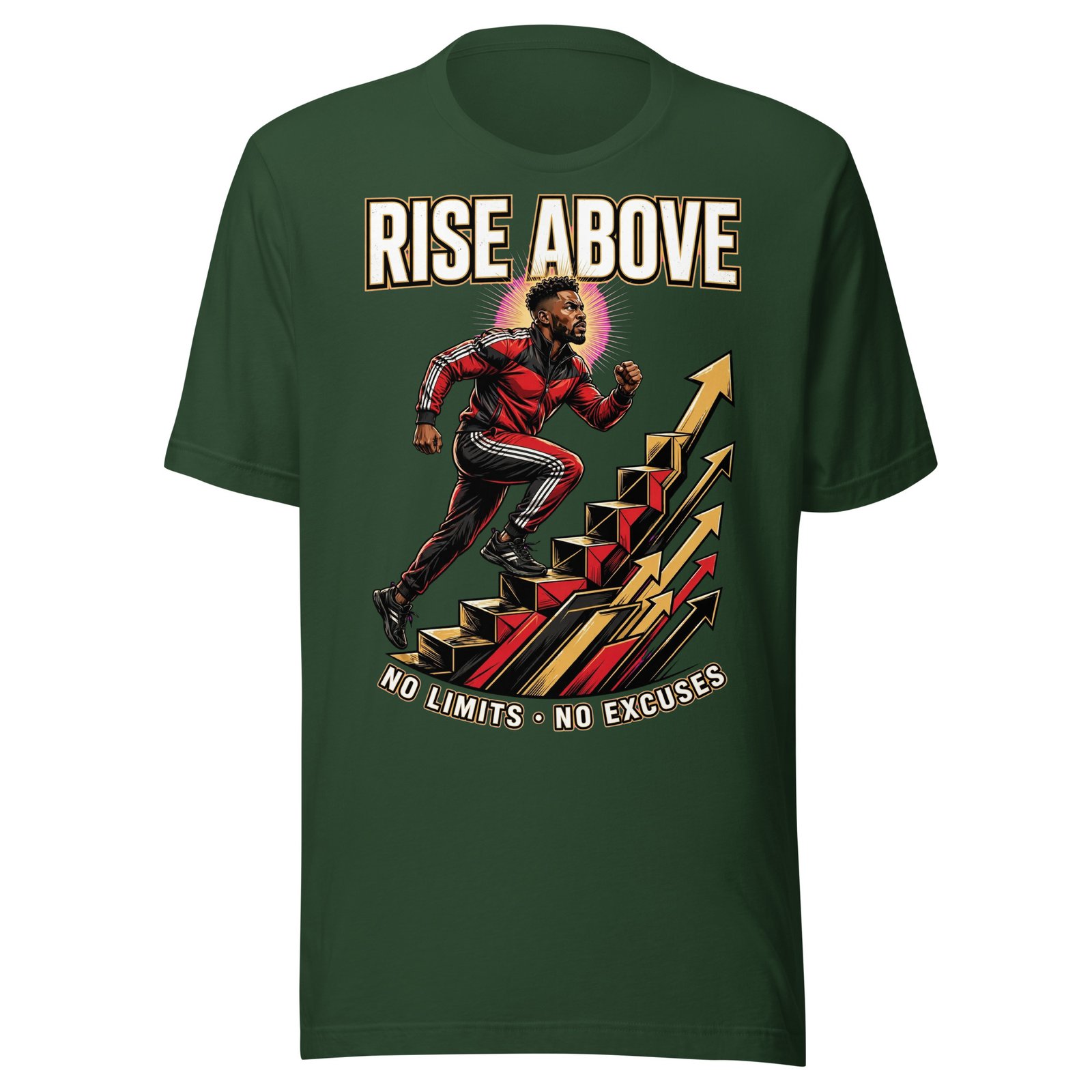 Rise Above No Limits No Excuses Motivational Black Men T-Shirt - Image 5