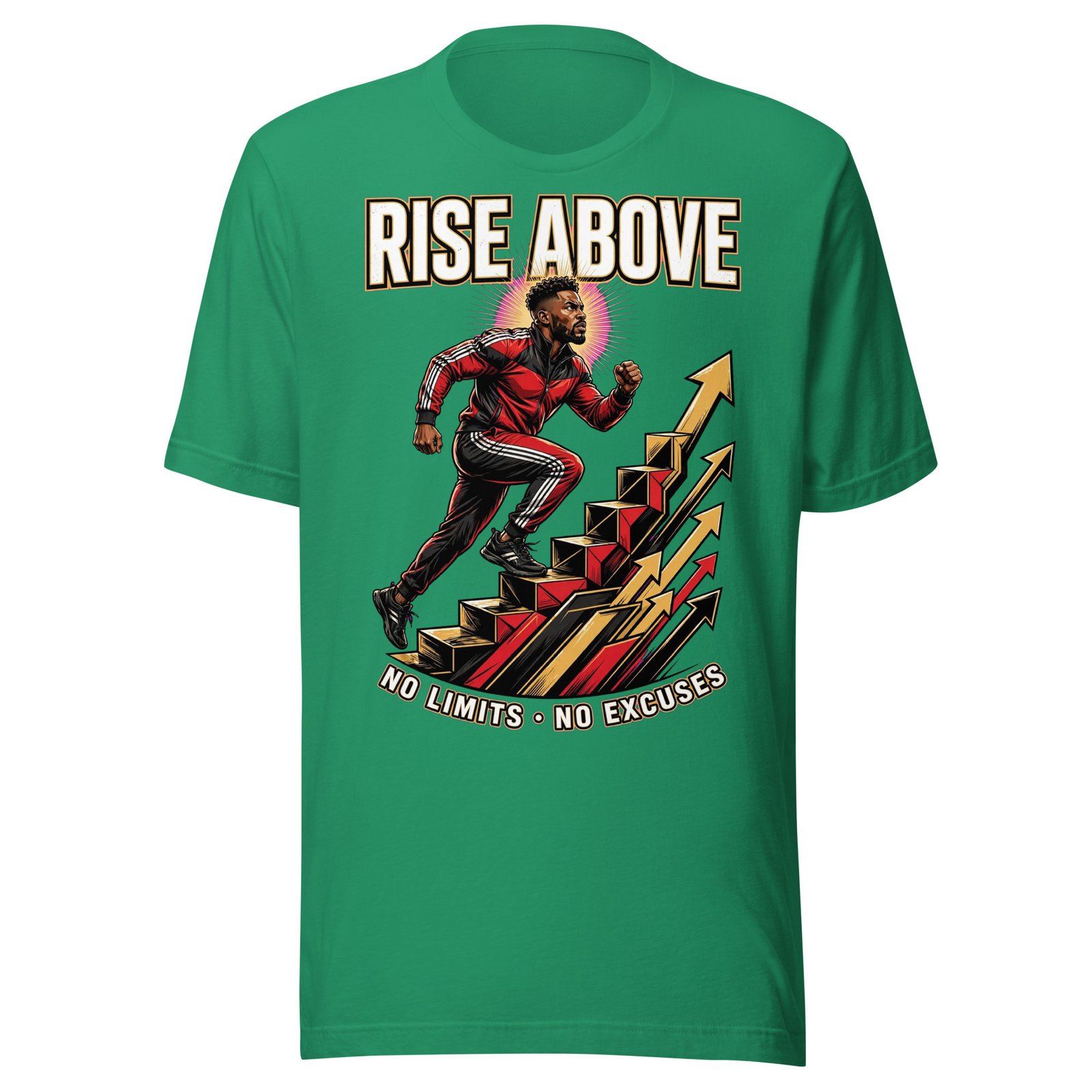 Rise Above No Limits No Excuses Motivational Black Men T-Shirt - Image 7