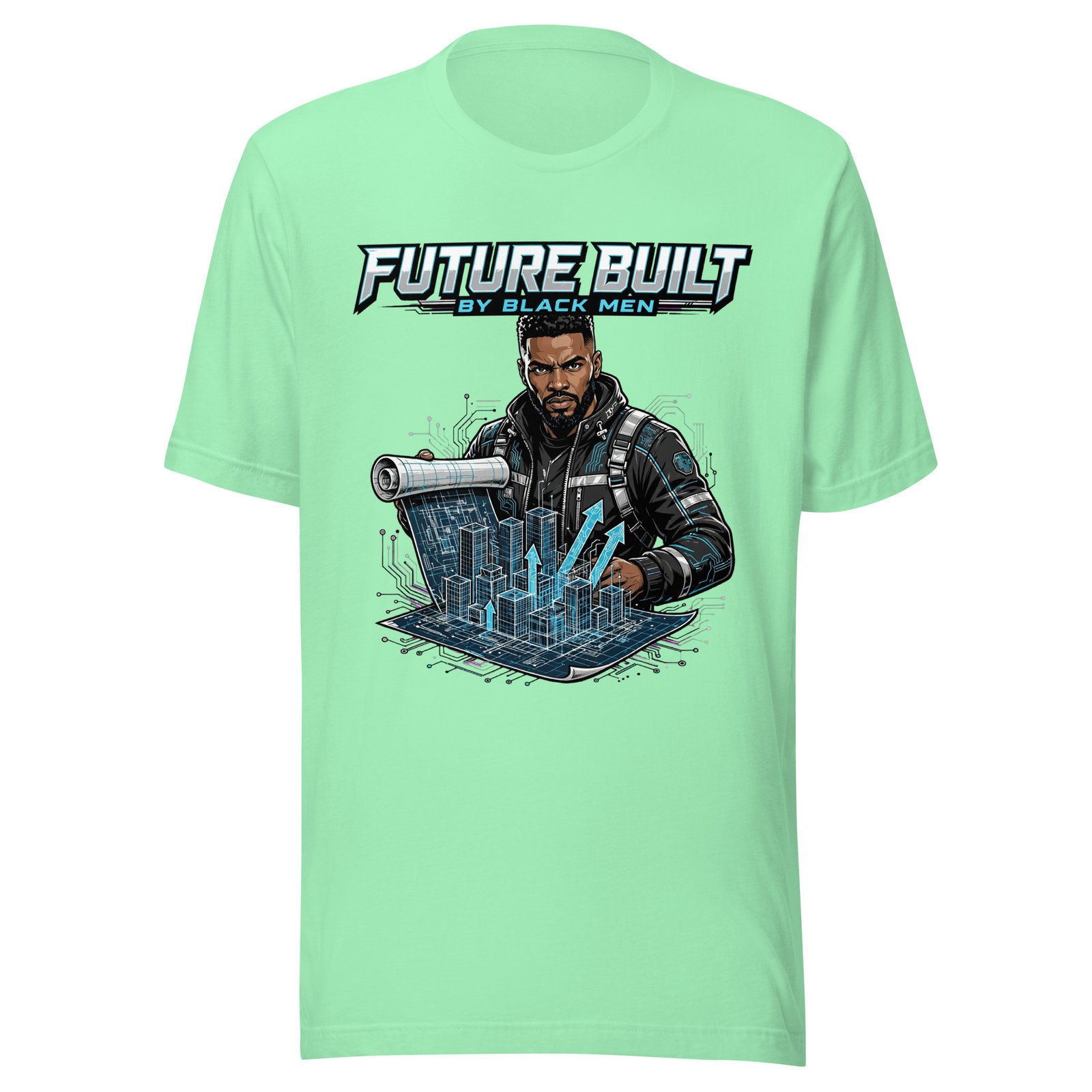 Future Built By Black Men Techwear Graphic T-Shirt | Black Futurism Tee - Image 3