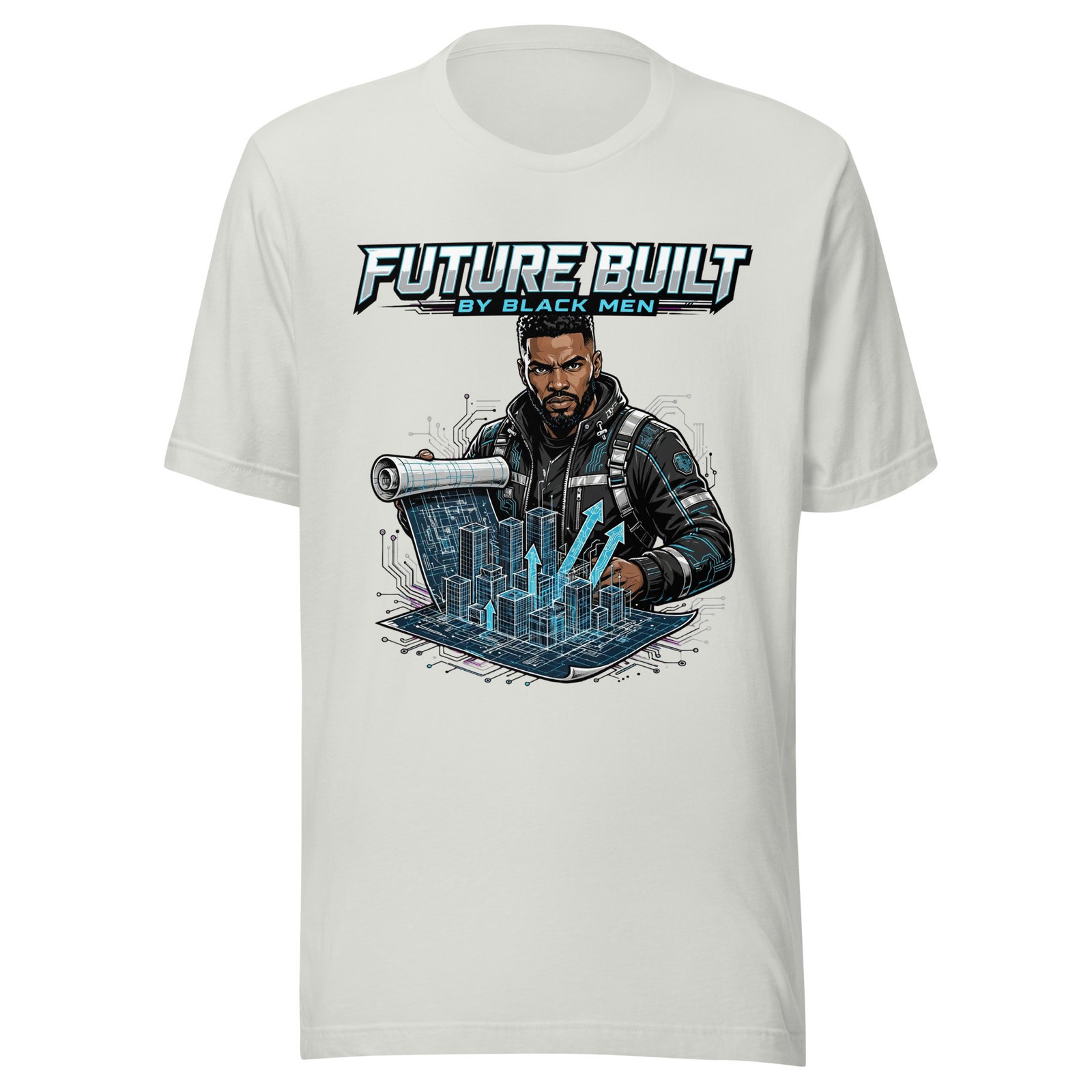 Future Built By Black Men Techwear Graphic T-Shirt | Black Futurism Tee