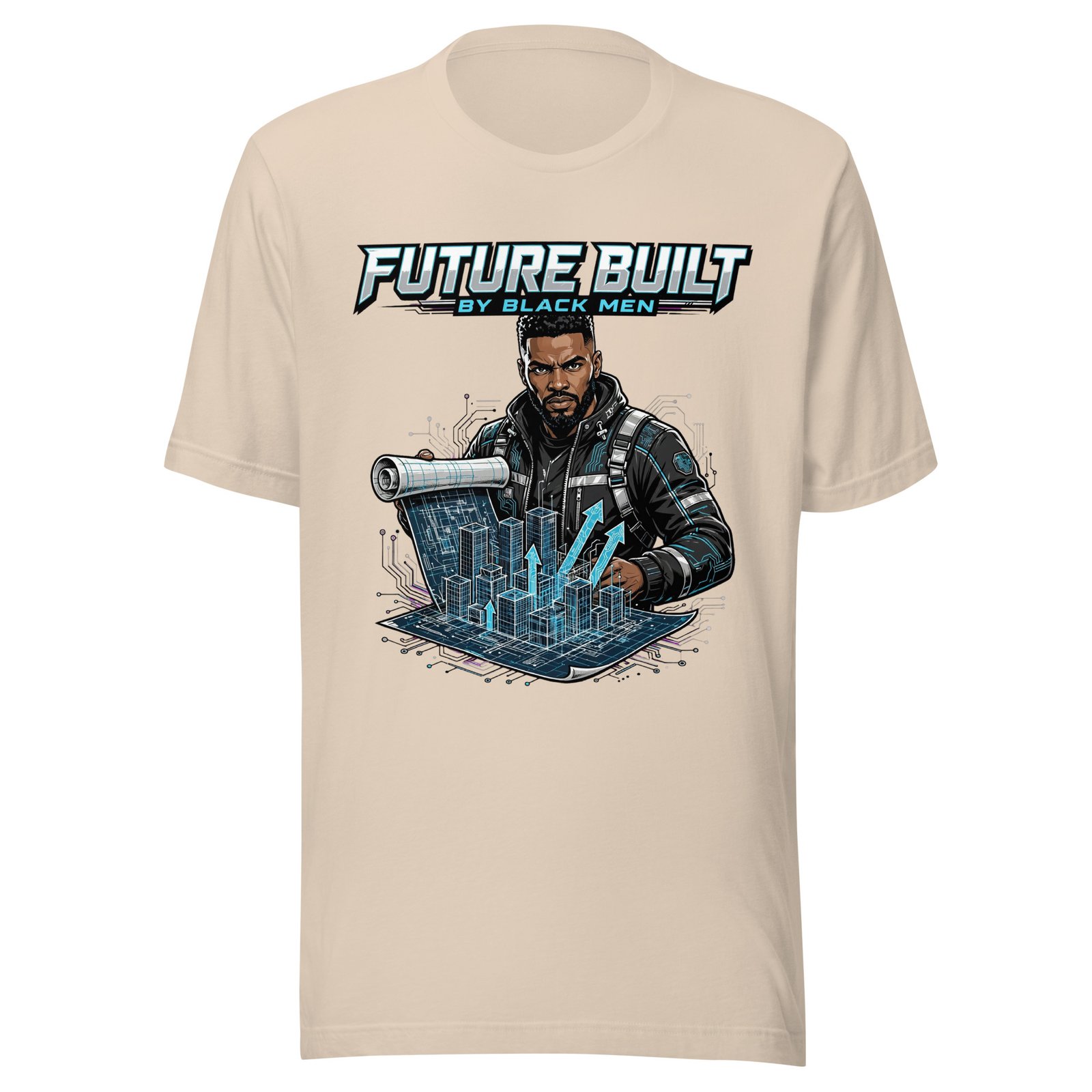 Future Built By Black Men Techwear Graphic T-Shirt | Black Futurism Tee - Image 5