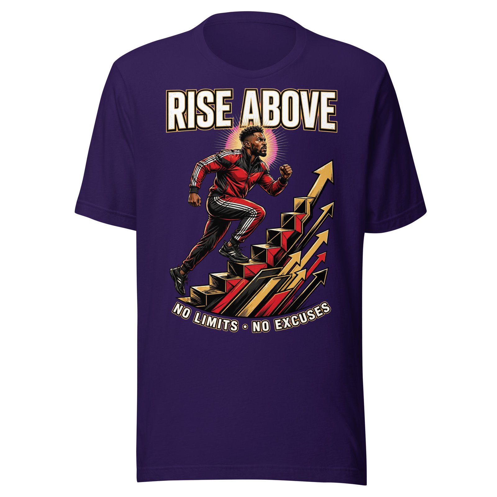 Rise Above No Limits No Excuses Motivational Black Men T-Shirt - Image 2