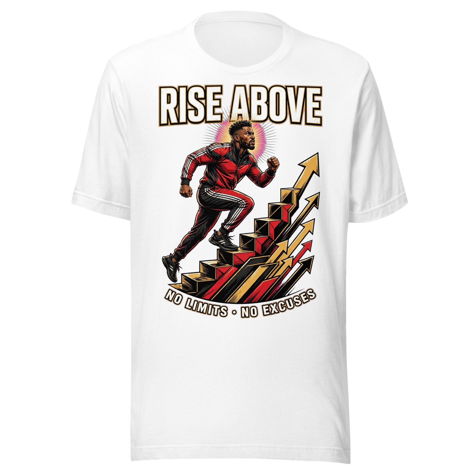 Rise Above No Limits No Excuses Motivational Black Men T-Shirt - Image 8